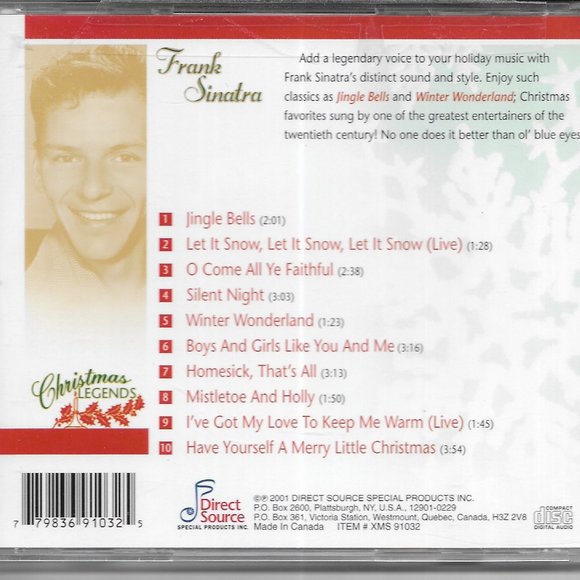 Frank Sinatra: Under the Mistletoe Christmas Legends CD Direct Source 10 Tracks - Picture 2 of 2